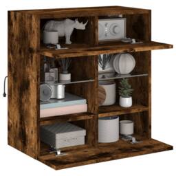 Berkfield Home TV Wall Cabinet with LED Lights Smoked Oak 58.5x30x60.5 cm in Brown - thumbnail 6