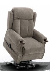 More4Homes Halton Fabric Heavy Duty Dual Motor Rise Recliner Lift Mobility Chair in Brown - thumbnail 1