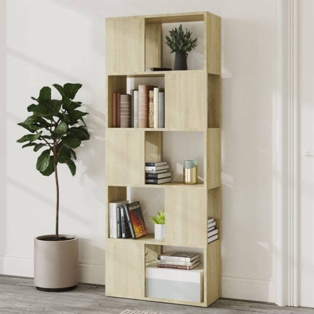 Berkfield Home Decorative Book Cabinet Room Divider Sonoma Oak 60x24x155 cm in Light Tan - Size: 60 x 24 x 155 cm - image 1
