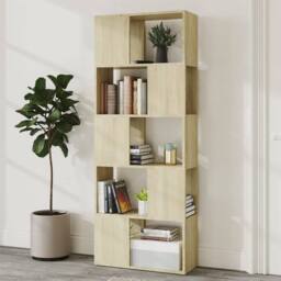 Berkfield Home Decorative Book Cabinet Room Divider Sonoma Oak 60x24x155 cm in Light Tan - Size: 60 x 24 x 155 cm - thumbnail 1