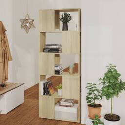 Berkfield Home Decorative Book Cabinet Room Divider Sonoma Oak 60x24x155 cm in Light Tan - Size: 60 x 24 x 155 cm - thumbnail 2