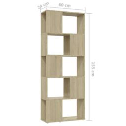 Berkfield Home Decorative Book Cabinet Room Divider Sonoma Oak 60x24x155 cm in Light Tan - Size: 60 x 24 x 155 cm - thumbnail 7
