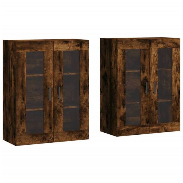 Berkfield Home Wall Mounted Cabinets 2 pcs Smoked Oak Engineered Wood in Brown - image 1