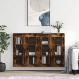 Berkfield Home Wall Mounted Cabinets 2 pcs Smoked Oak Engineered Wood in Brown - thumbnail 2
