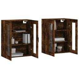 Berkfield Home Wall Mounted Cabinets 2 pcs Smoked Oak Engineered Wood in Brown - thumbnail 3