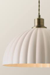 ValueLights Bourton Cream Ribbed Dome Pendant Ceiling Light in Gold - thumbnail 4