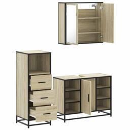 Berkfield Home Durable 3 Piece Bathroom Furniture Set Sonoma Oak Engineered Wood in Light Tan - thumbnail 8