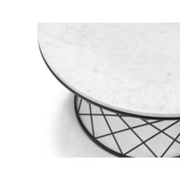 Cheshire Torino Real Marble Coffee Table in White Marble & Black - thumbnail 5