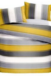 Fusion 'Betley' Classic Wide Stripe Duvet Cover Set in Mustard - Size: Super King - thumbnail 3
