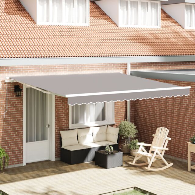 Berkfield Home Manual Retractable Awning Light Grey 400x350 cm - image 1
