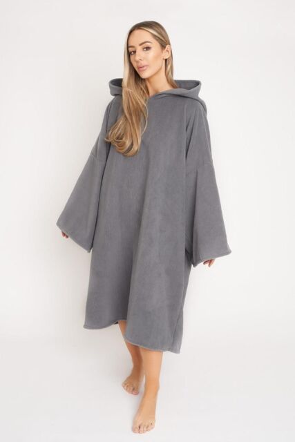 OHS Women's Poncho Oversized Hooded Towel Bath Beach Robe in Charcoal - image 1