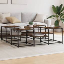 Berkfield Home Decorative Coffee Table Smoked Oak 121x121x40 cm Engineered Wood in Brown - Size: 121 x 121 x 40 cm - thumbnail 2