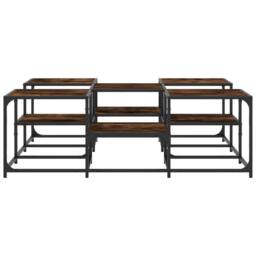 Berkfield Home Decorative Coffee Table Smoked Oak 121x121x40 cm Engineered Wood in Brown - Size: 121 x 121 x 40 cm - thumbnail 5
