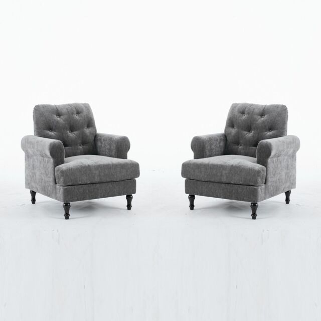 FURNITURE ONE Velvet Tufted Sofa Set, Gray Velvet Sectional Couch Suite-1+1 Set in Grey - Size: 1 Pack - image 1