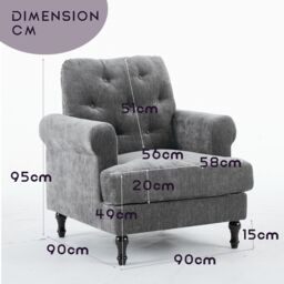 FURNITURE ONE Velvet Tufted Sofa Set, Gray Velvet Sectional Couch Suite-1+1 Set in Grey - Size: 1 Pack - thumbnail 2