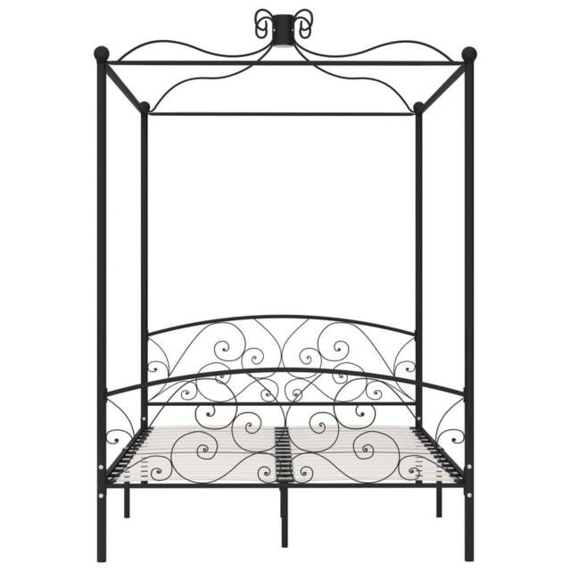 Berkfield Home Elegant 284477 Canopy Bed Frame without Mattress Black Metal 140x - image 1