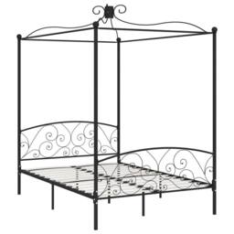 Berkfield Home Elegant 284477 Canopy Bed Frame without Mattress Black Metal 140x - thumbnail 3