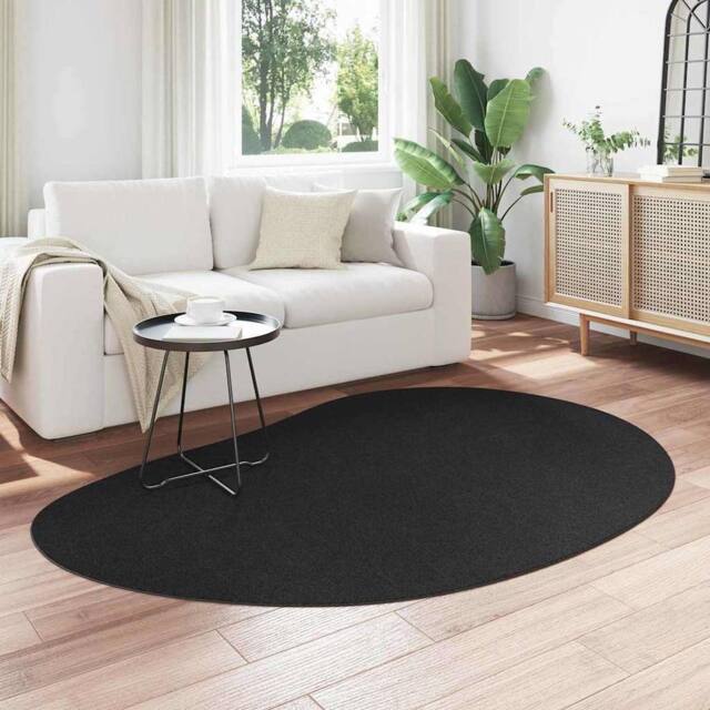 Berkfield Home Modern Area Rug Black 140x200 cm Polyester Non-Slip - Size: Medium - image 1