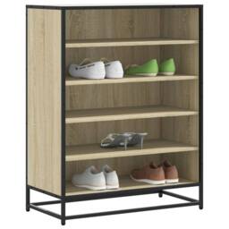 Berkfield Home Shoe Cabinet Sonoma Oak 75x38x97.5 cm Engineered Wood & Metal in Brown - thumbnail 2