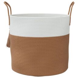Berkfield Home Storage Basket Brown & White √ò40x35 cm Cotton - Size: 40x35 cm - thumbnail 4