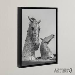 "Artery8 Kelpies Horse Sculptures Falkirk Framed Canvas Wall Art Print in Grey - Size: W12"" x H16""" - thumbnail 2