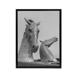 "Artery8 Kelpies Horse Sculptures Falkirk Framed Canvas Wall Art Print in Grey - Size: W12"" x H16""" - thumbnail 1