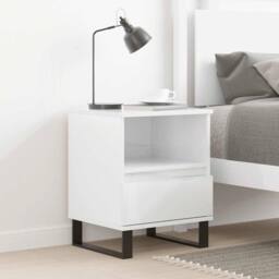 Berkfield Home Modern Bedside Cabinet High Gloss White 40x35x50 cm Engineered Wood - Size: 40 x 35 x 50 cm - thumbnail 2