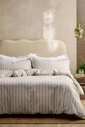 CHRISTY 'Calder Stripe' Heritage Inspired Cotton Percale Duvet Cover Set in Pink - Size: King - thumbnail 4