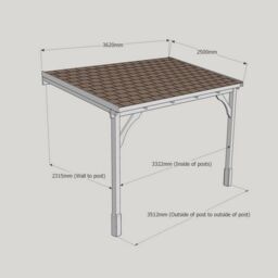 Rutland County Garden Furniture Ltd Felt Shingle Roof Car Port 2 Post, Wood, L250 x W362 cm - Rustic Brown - thumbnail 5