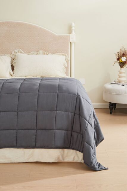 Living and Home 100x155cm Grey Cotton Weighted Blanket - Size: 100x155 cm - image 1
