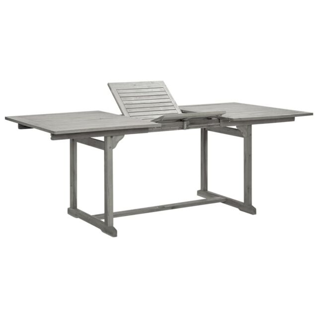 Berkfield Home Garden Dining Table (150-200)x100x75 cm Solid Acacia Wood in Grey - image 1