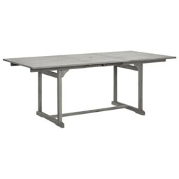 Berkfield Home Garden Dining Table (150-200)x100x75 cm Solid Acacia Wood in Grey - thumbnail 2