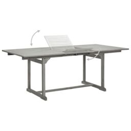 Berkfield Home Garden Dining Table (150-200)x100x75 cm Solid Acacia Wood in Grey - thumbnail 4