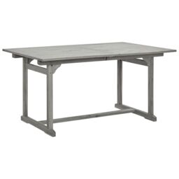 Berkfield Home Garden Dining Table (150-200)x100x75 cm Solid Acacia Wood in Grey - thumbnail 3