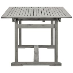 Berkfield Home Garden Dining Table (150-200)x100x75 cm Solid Acacia Wood in Grey - thumbnail 6