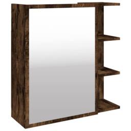 Berkfield Home Practical Bathroom Mirror Cabinet Smoked Oak 62.5x20.5x64cm Engin in Brown - Size: 62.5x20.5x64 cm - thumbnail 3