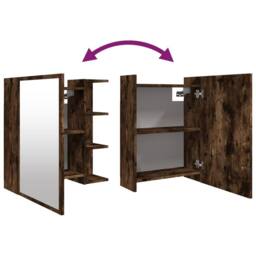 Berkfield Home Practical Bathroom Mirror Cabinet Smoked Oak 62.5x20.5x64cm Engin in Brown - Size: 62.5x20.5x64 cm - thumbnail 9