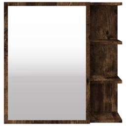 Berkfield Home Practical Bathroom Mirror Cabinet Smoked Oak 62.5x20.5x64cm Engin in Brown - Size: 62.5x20.5x64 cm - thumbnail 6
