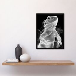 Artery8 Xray Effect Lizard Detailed Scales White on Black Framed Art Print in Grey - Size: A4 - thumbnail 4