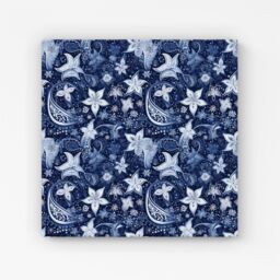 "Warren Reed - Designer Paisley Christmas Stars Blue Canvas - Size: W30"" x H30""" - thumbnail 1