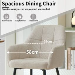SONARA Modern Single Dining Chair with Plush Chenille Fabric in Beige - thumbnail 9