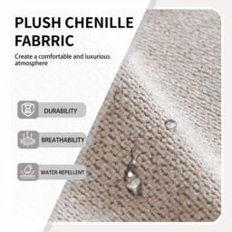 SONARA Modern Single Dining Chair with Plush Chenille Fabric in Beige - thumbnail 6
