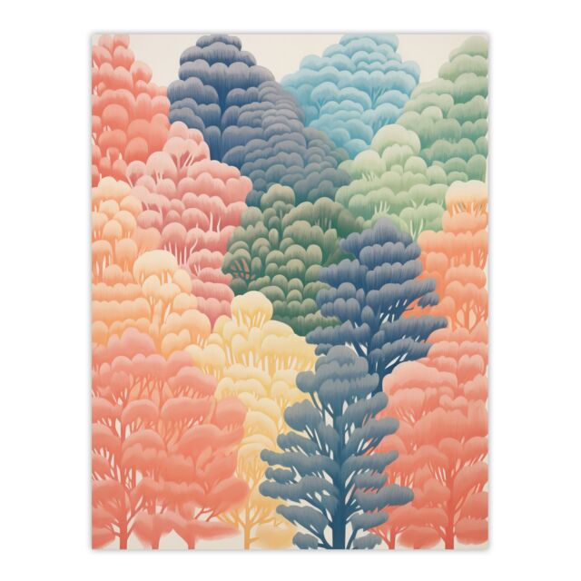 Artery8 Can't See The Wood For The Trees By Sofia Francis Pastel Autumn Fall Artwork Painting Unframed Wall Art Print Poster Home Decor Premium - image 1