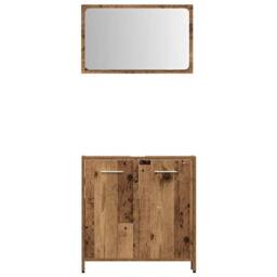 Berkfield Home Durable 4 Piece Bathroom Furniture Set Old Wood Engineered Wood in Brown - thumbnail 8