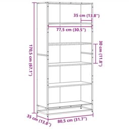 Berkfield Home Bookcase Brown Oak 80.5x35x170.5 cm Engineered Wood - thumbnail 9