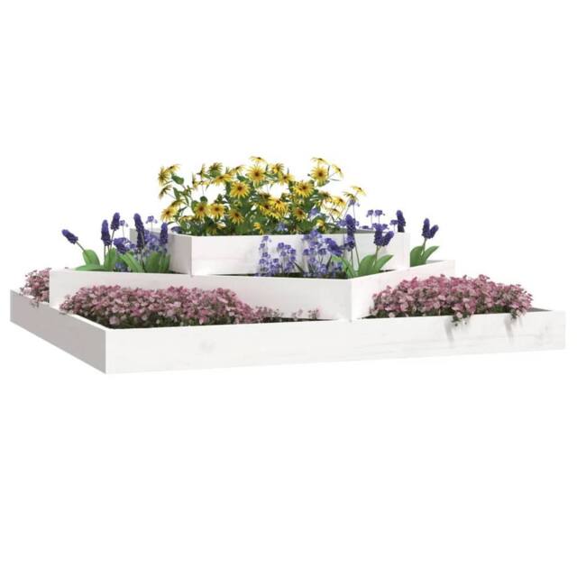 Berkfield Home Planter White 112x112x27 cm Solid Wood Pine - Size: 112 x 112 x 27 cm - image 1