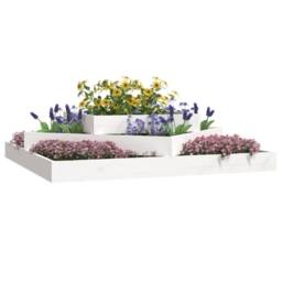 Berkfield Home Planter White 112x112x27 cm Solid Wood Pine - Size: 112 x 112 x 27 cm