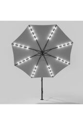 Garden Sanctuary Large 32 LED Lights Cantilever Garden Parasol in Light Grey - thumbnail 5
