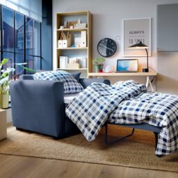 Abakus Direct Olly Linen Single Sofa Bed in Dark Blue - thumbnail 6