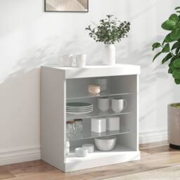 Berkfield Home Sideboard with LED Lights White 60.5x37x67 cm - thumbnail 2